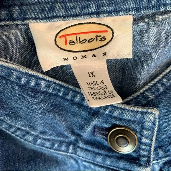 TALBOTS women's high neck 1XL jean button up vest - Picture 4 of 4